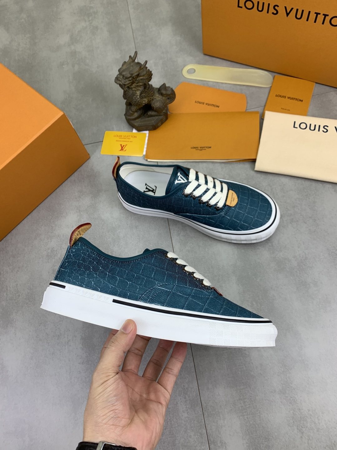 Louis Vuitton Textured Low-Top Sneakers — side