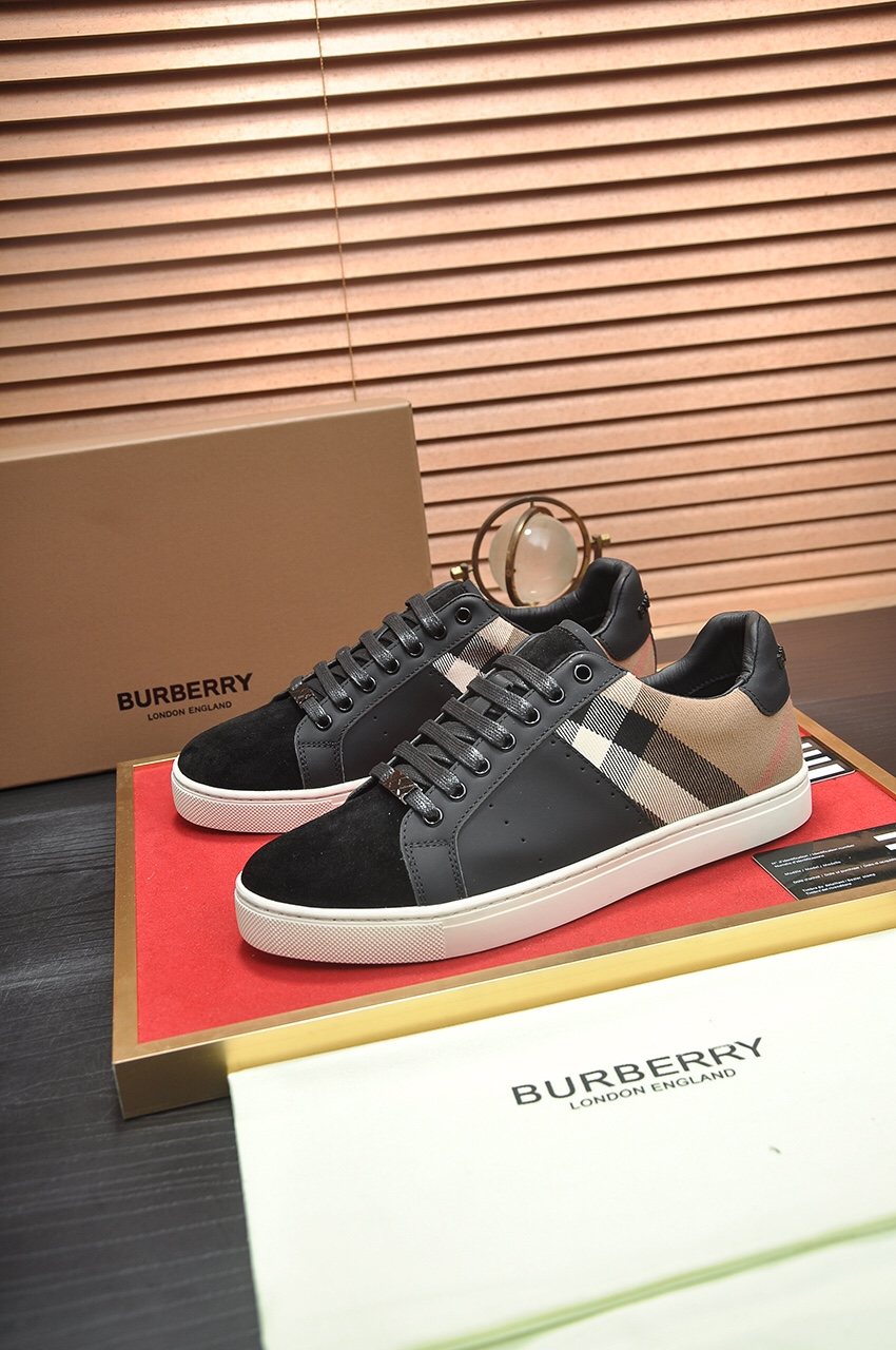Burberry Check Panel Low-Top Sneakers — side