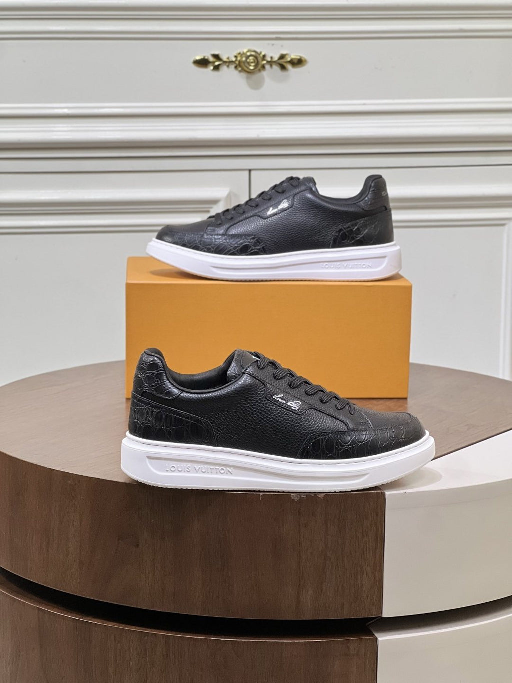Louis Vuitton Black Low-Top Sneakers — side