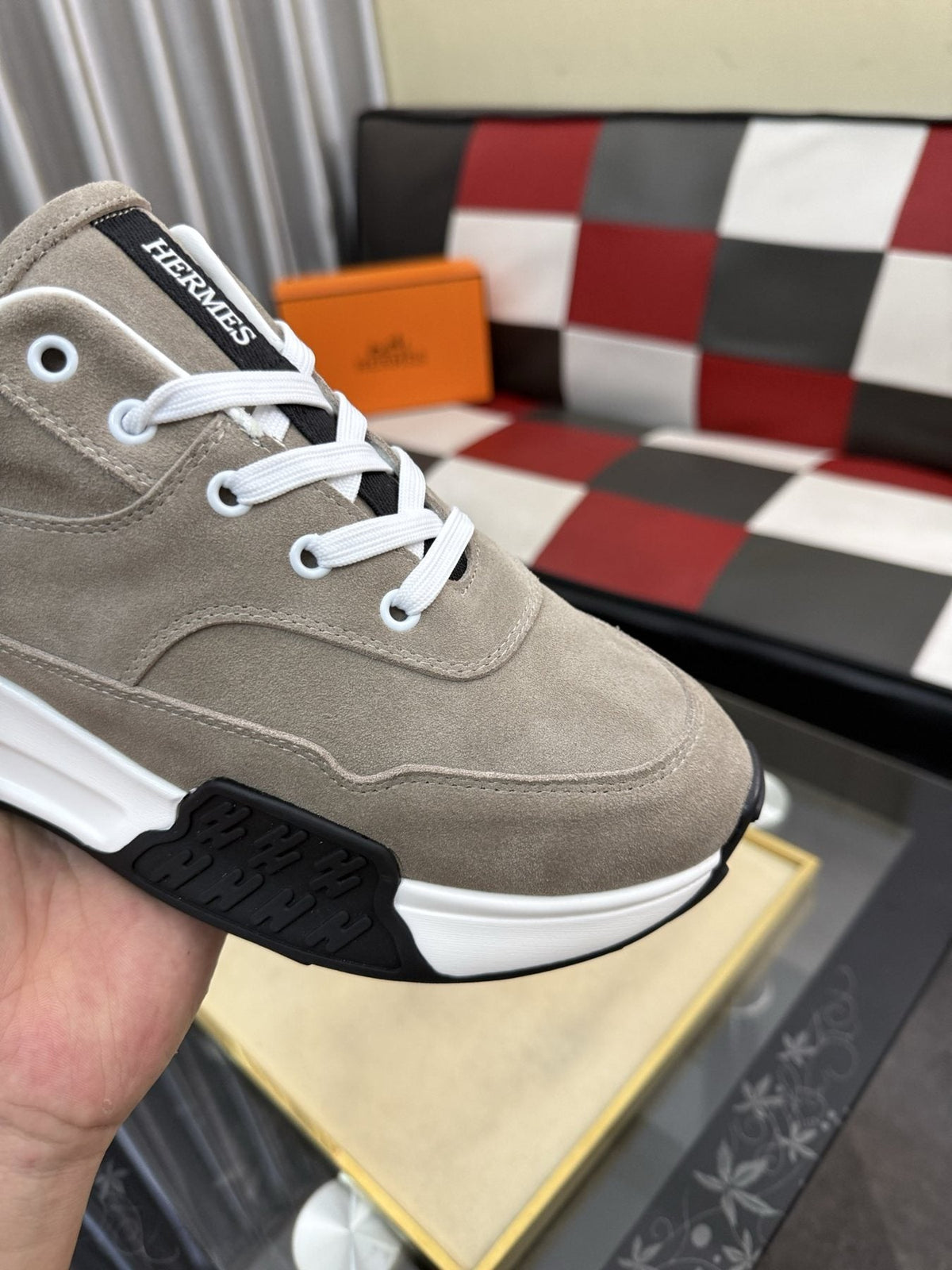 Hermès Layered Low-Top Sneakers — detail