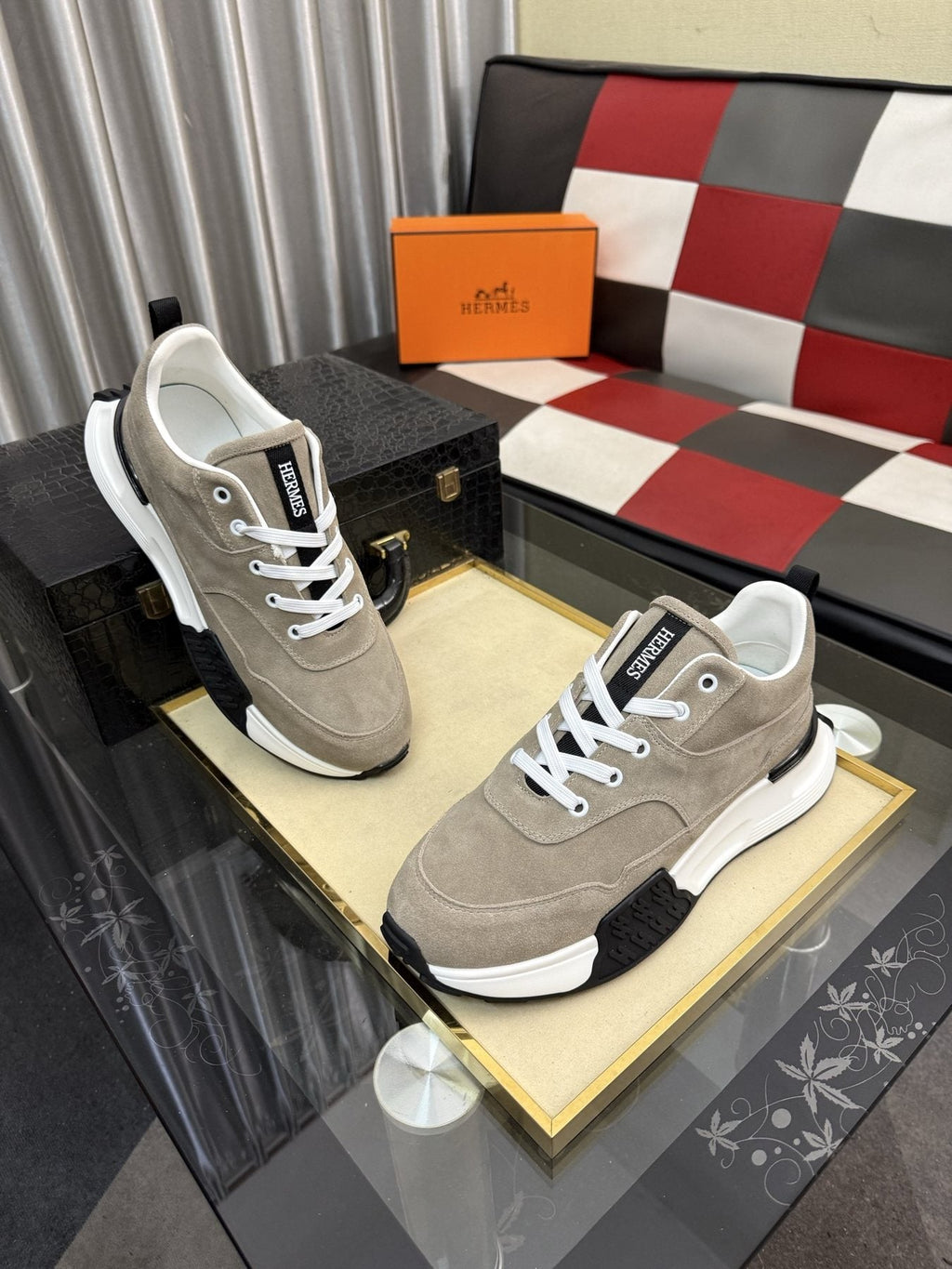 Hermès Layered Low-Top Sneakers — front