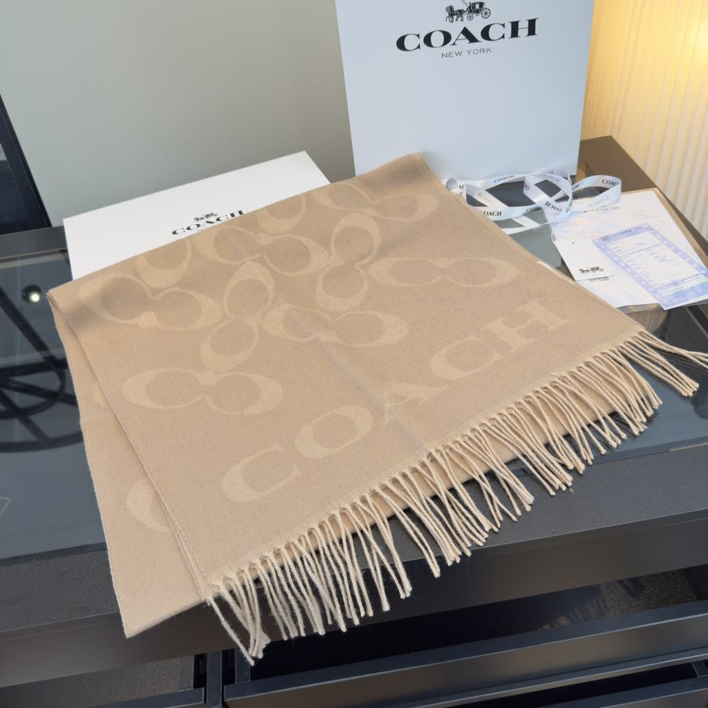 Coach C Motif Fringed Scarf — front