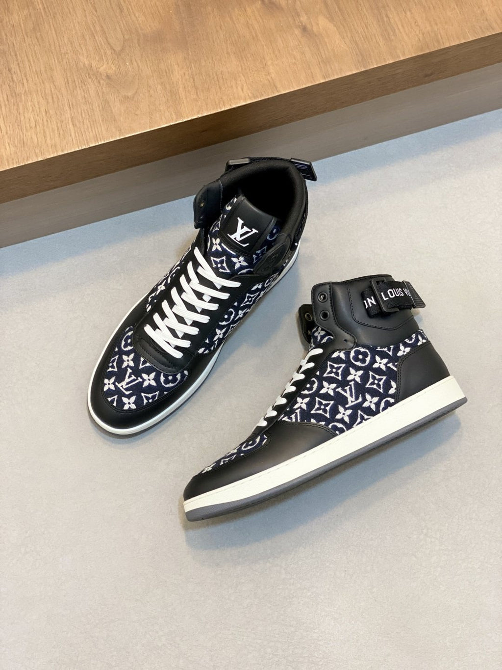 Louis Vuitton Rivoli Patterned High-Top Sneakers — hero