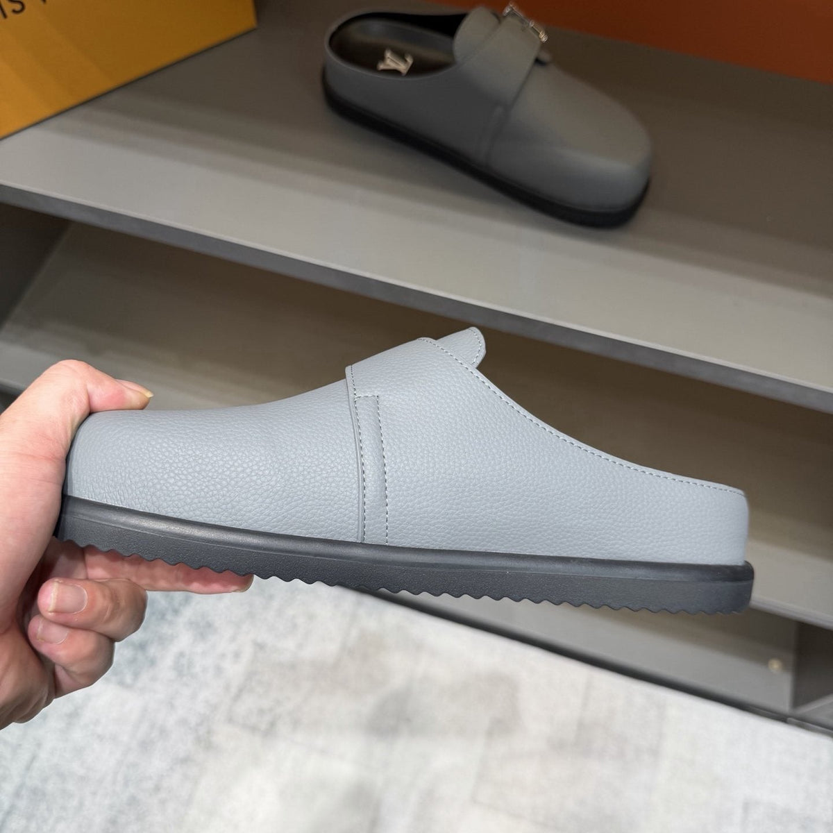 Louis Vuitton Easy Suede Slip-On Sandals — side
