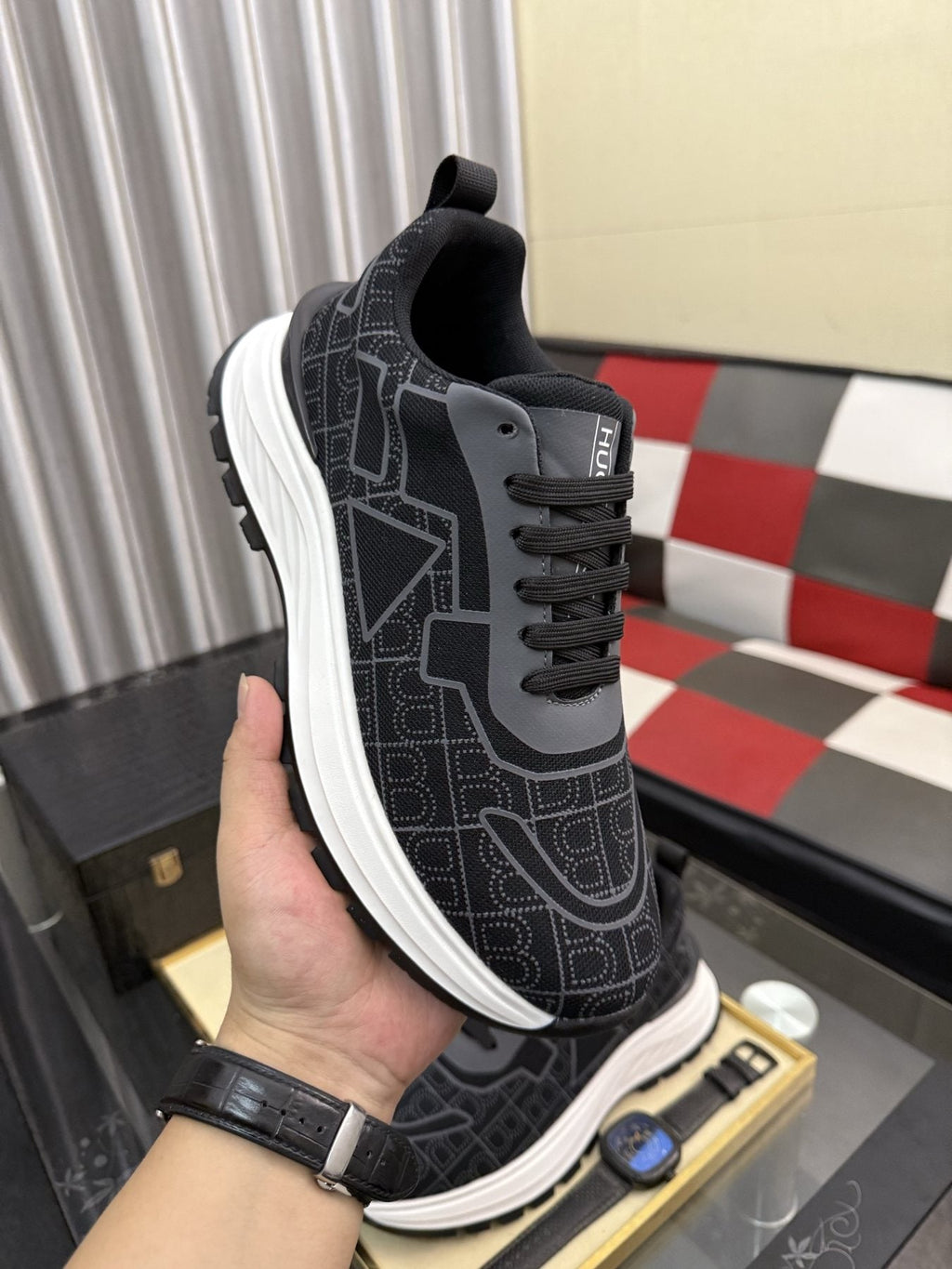 BOSS Patterned Low-Top Sneakers — side