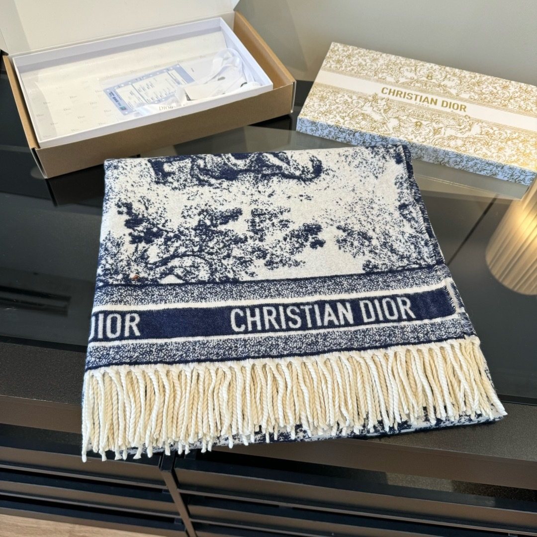 Dior Fringed Toile Square Scarf — hero