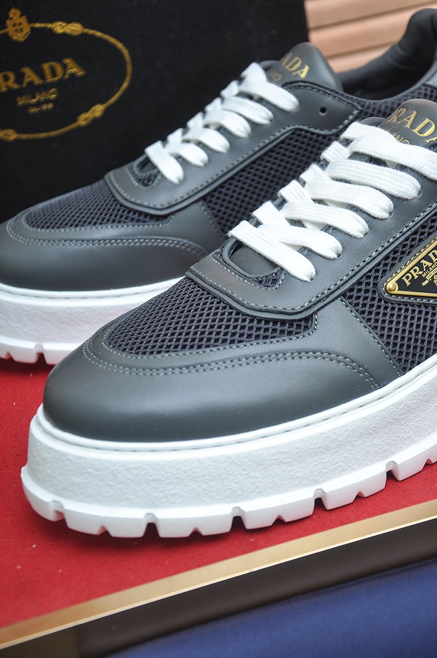 Prada Charcoal Gray & Black Low-Top Sneakers — detail