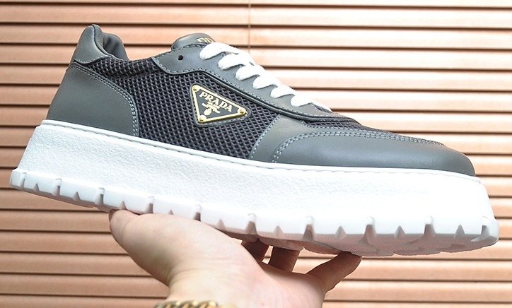 Prada Charcoal Gray & Black Low-Top Sneakers — hero