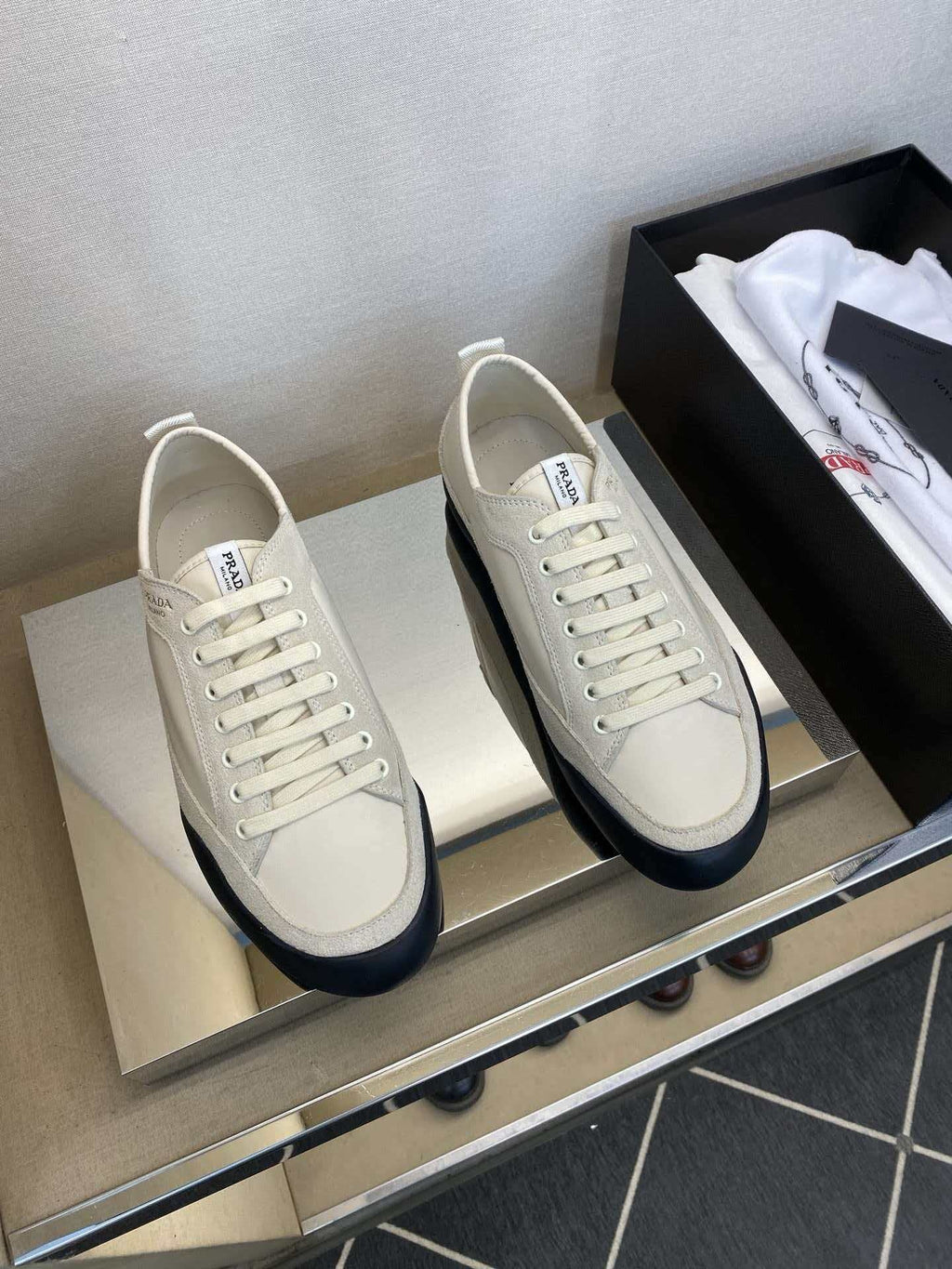 Prada Low-Top Leather Sneakers — hero