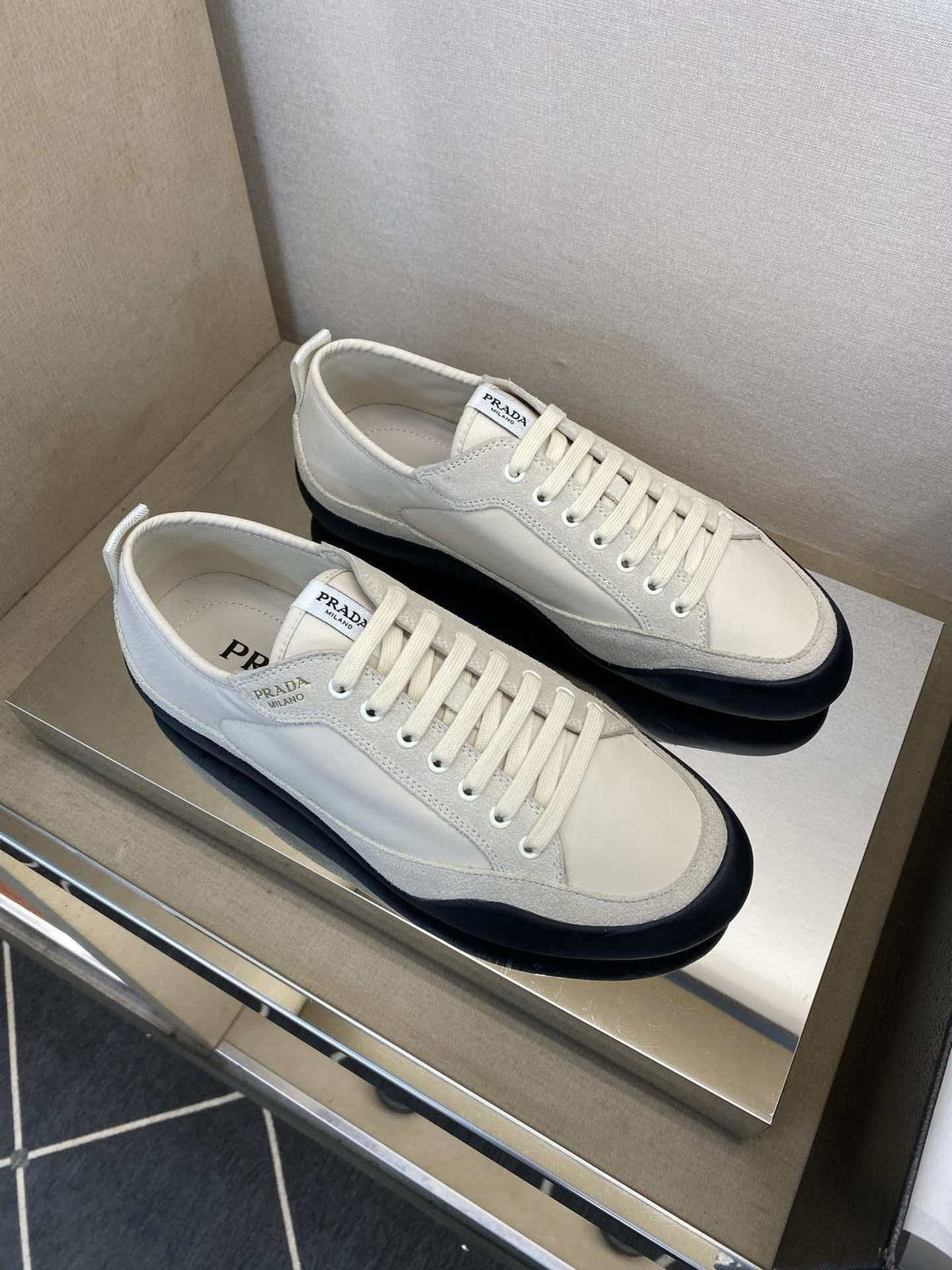 Prada Low-Top Leather Sneakers — side