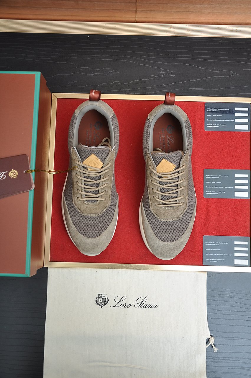Loro Piana Men's Textured Lace-Up Sneakers — front