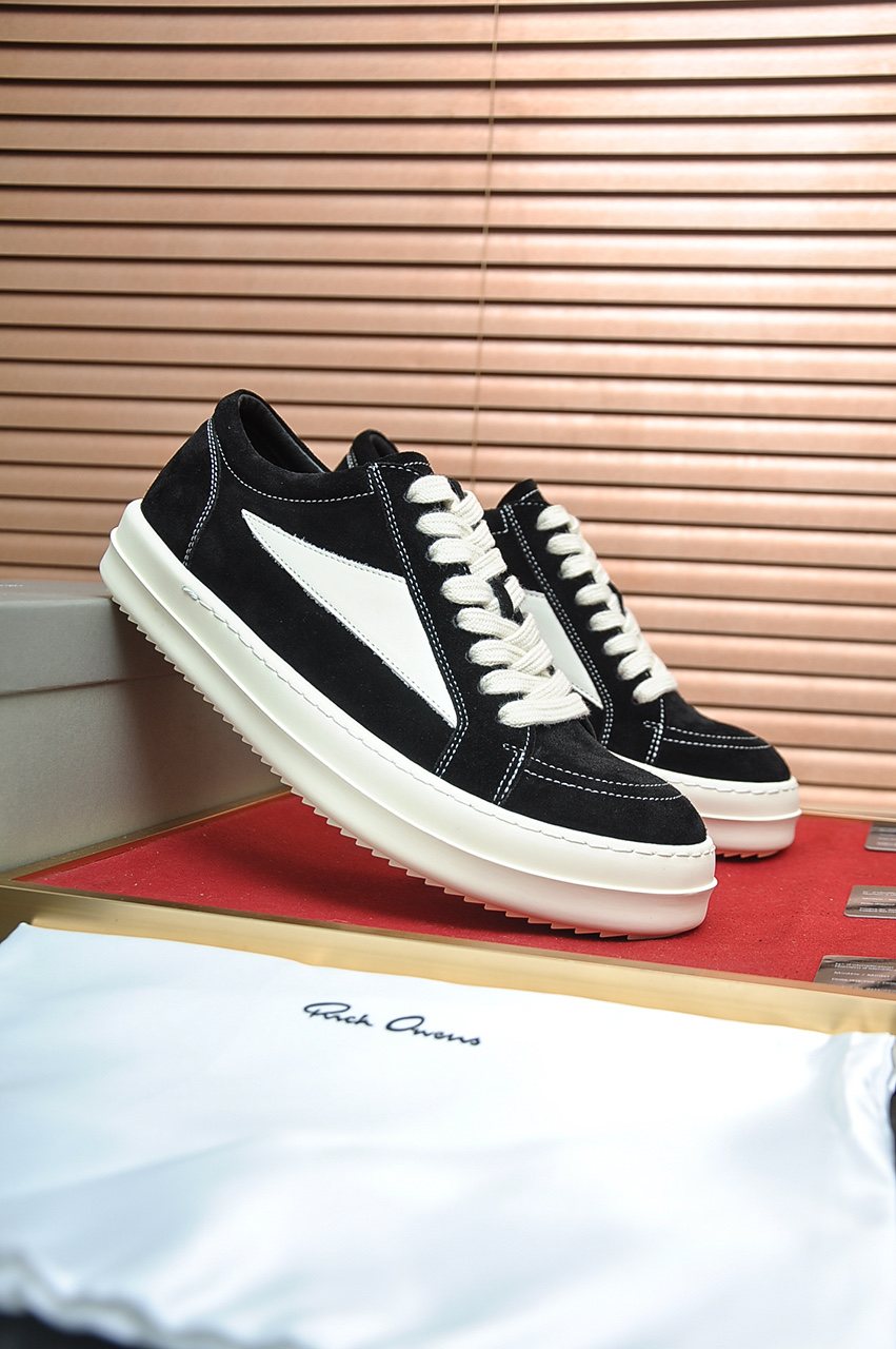 Rick Owens Contrast-Panel Platform Sneakers — hero