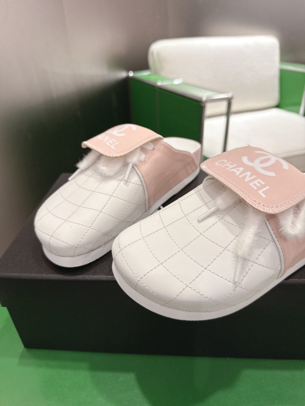 Chanel Quilted Closed-Toe Slip-On Shoes — hero