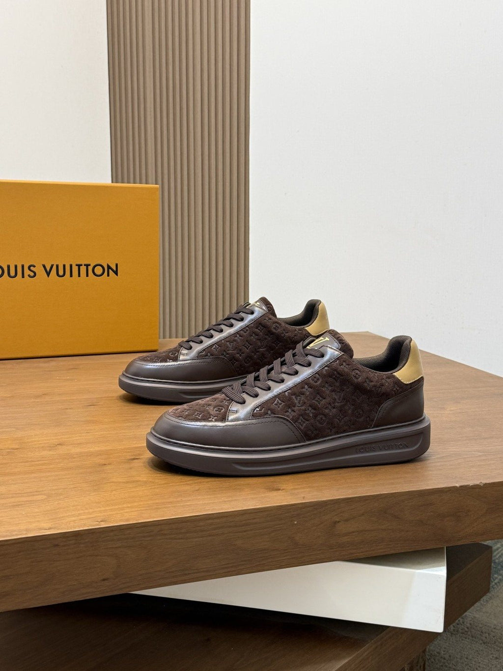 Louis Vuitton Pale Olive Monogram Low-Top Sneakers — side