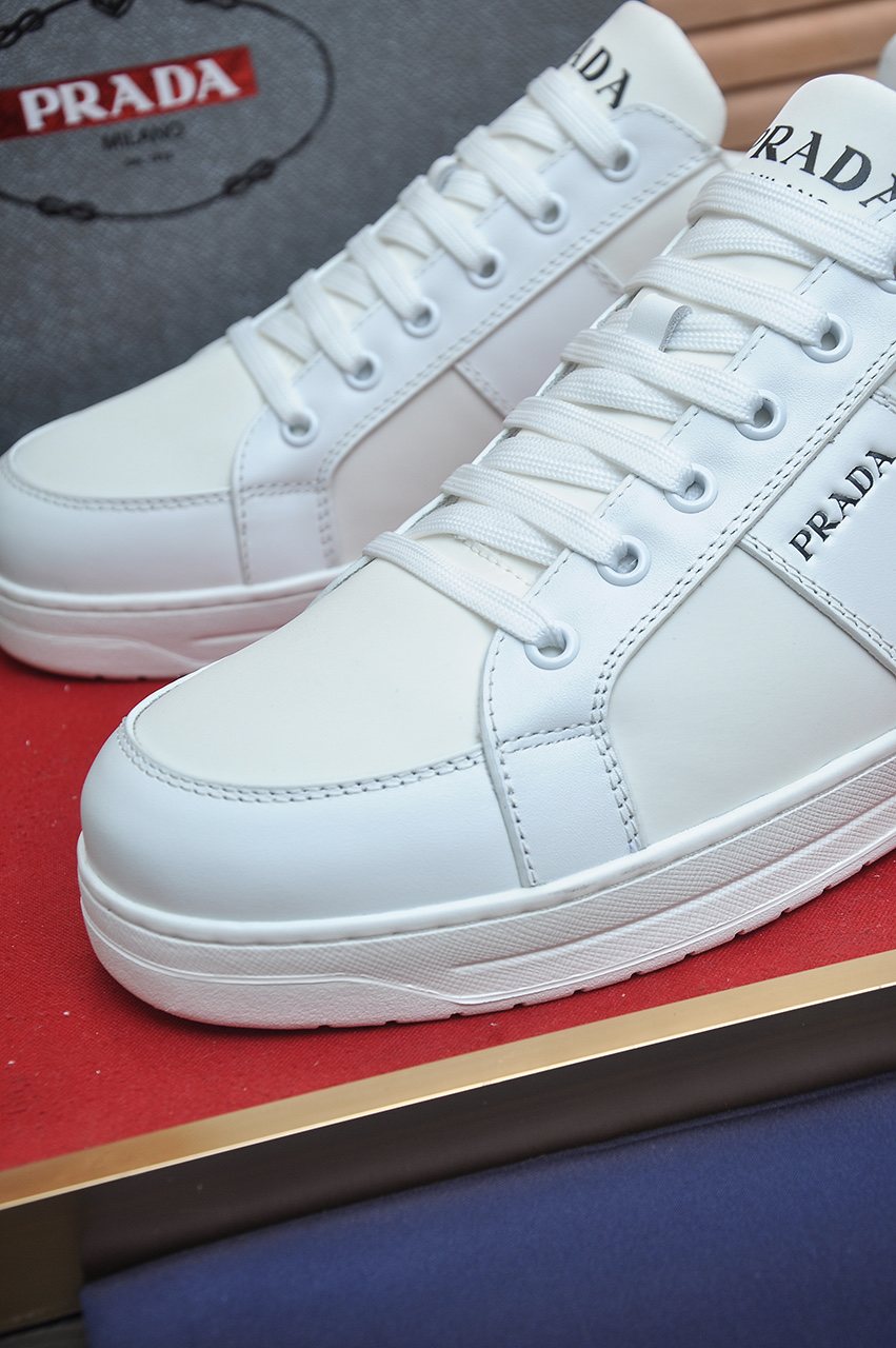 Prada Low-Top Leather Sneakers — detail