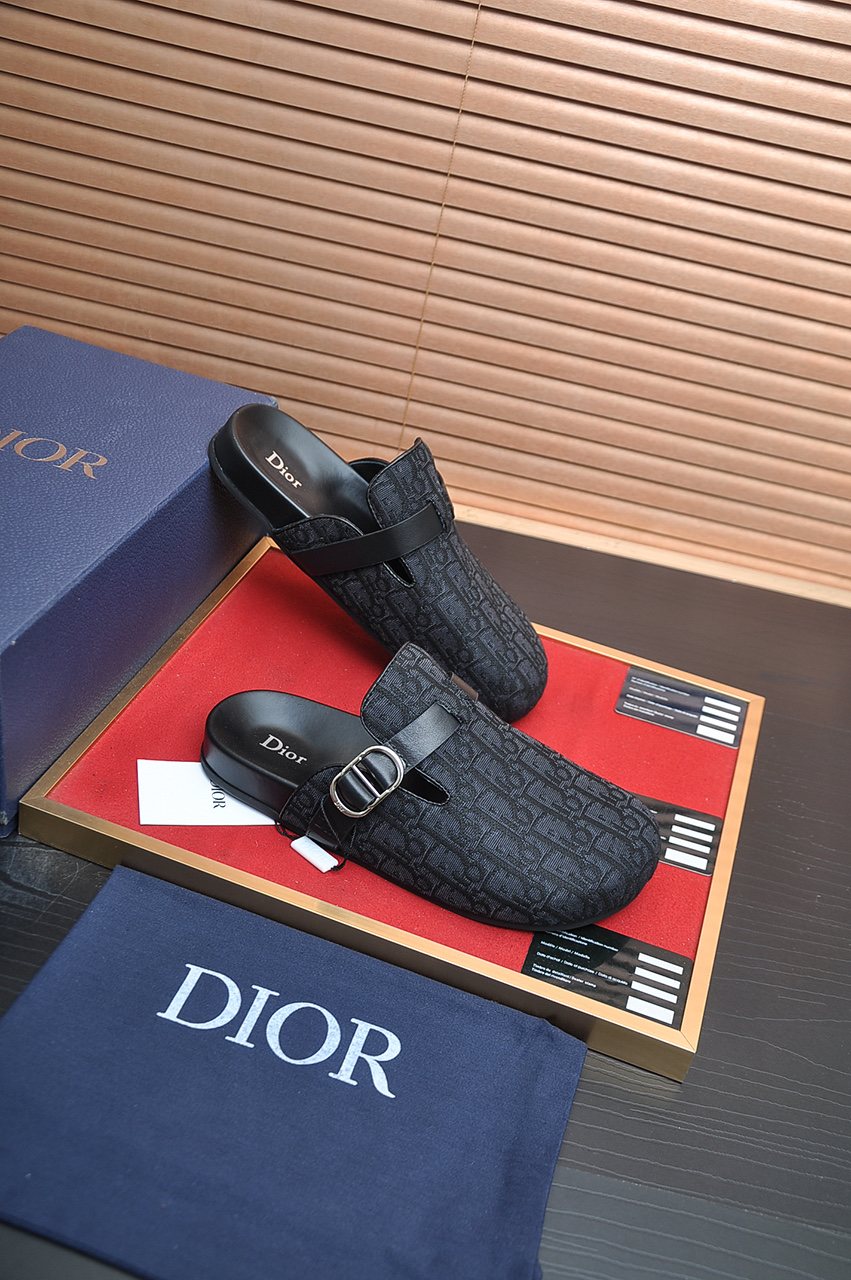 Dior Buckled Closed-Toe Mules — front