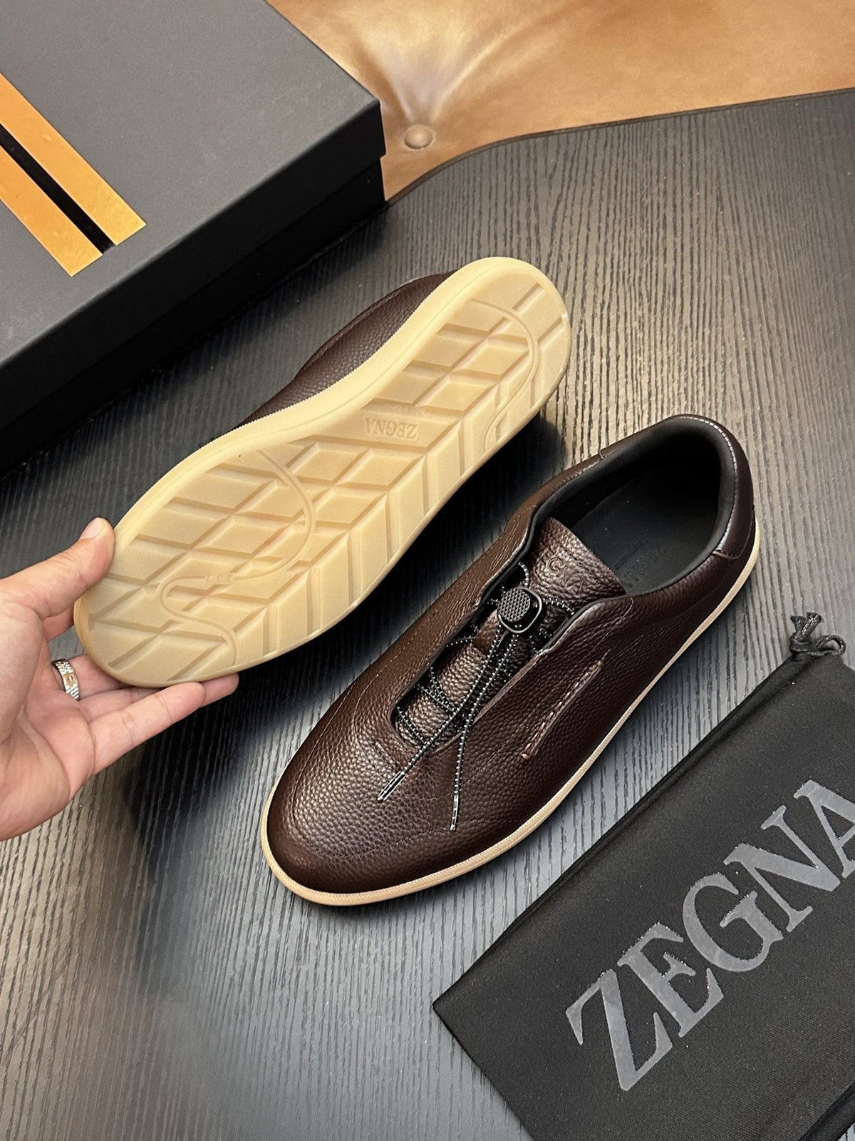 Zegna Zip-Front Slip-On Sneakers — side