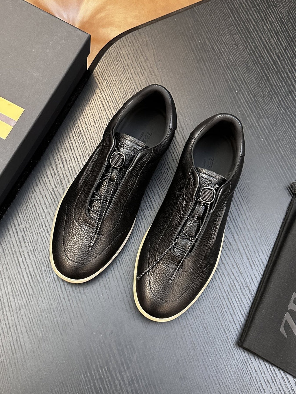 Zegna Zip-Front Slip-On Sneakers — front
