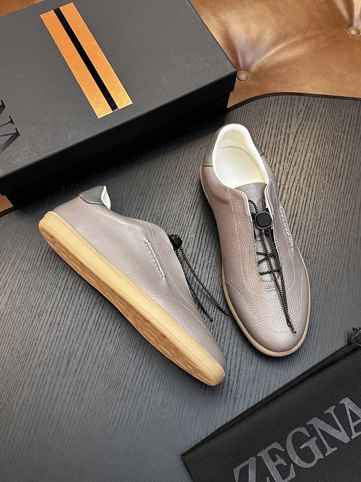 Zegna Zip-Front Slip-On Sneakers — side