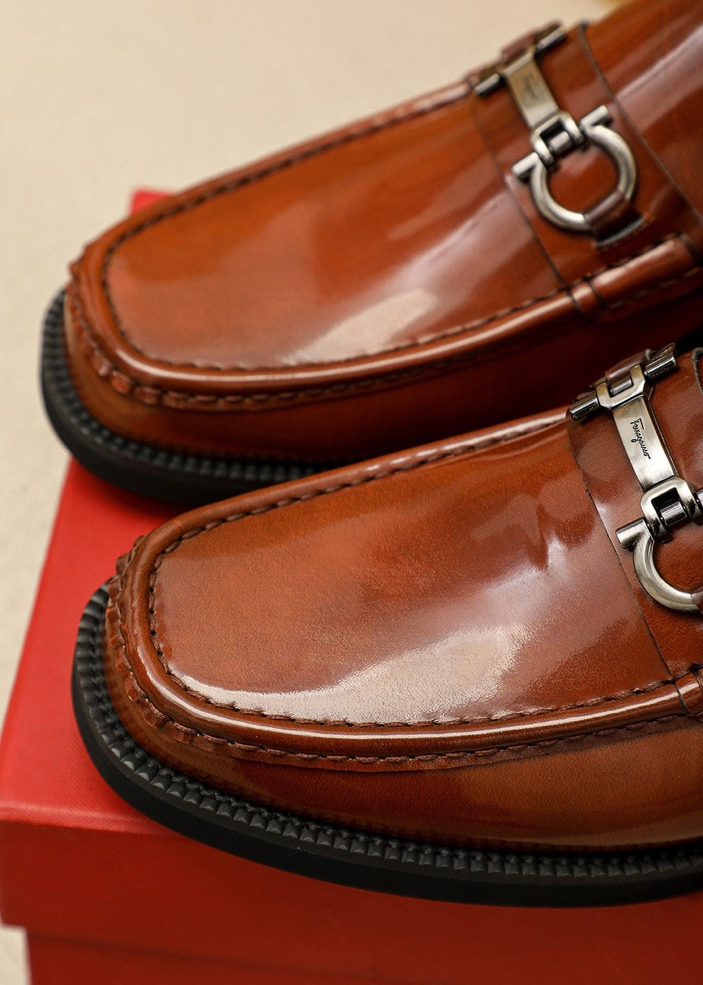 Ferragamo Leather Bit Loafers — detail