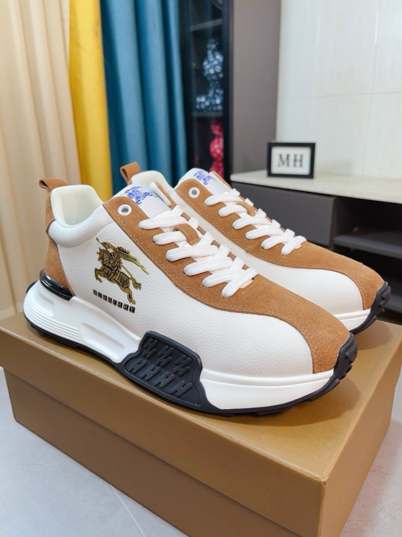 Burberry Men's Contrast-Panel Lace-Up Sneakers — hero