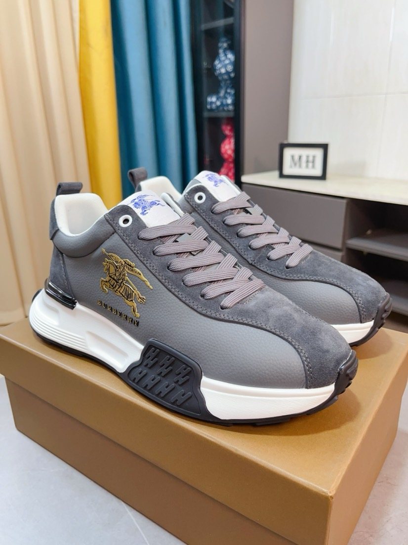 Burberry Men's Contrast-Panel Lace-Up Sneakers — front