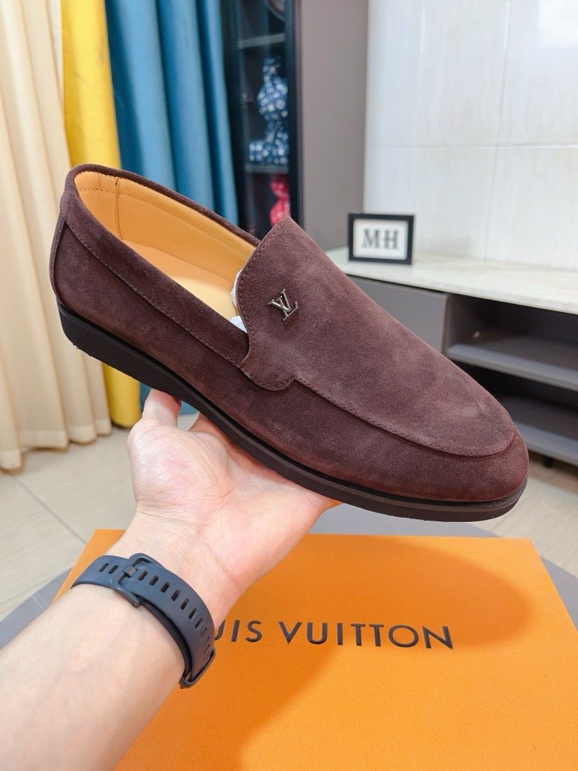 Louis Vuitton Textured Slip-On Loafers — front
