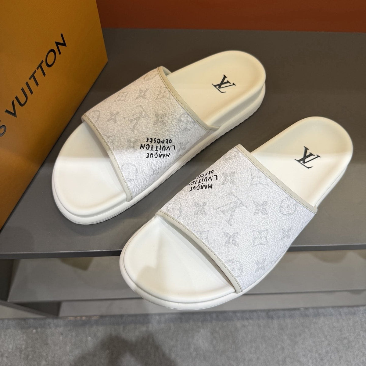 Louis Vuitton Monogram Pattern Slide Sandals — front