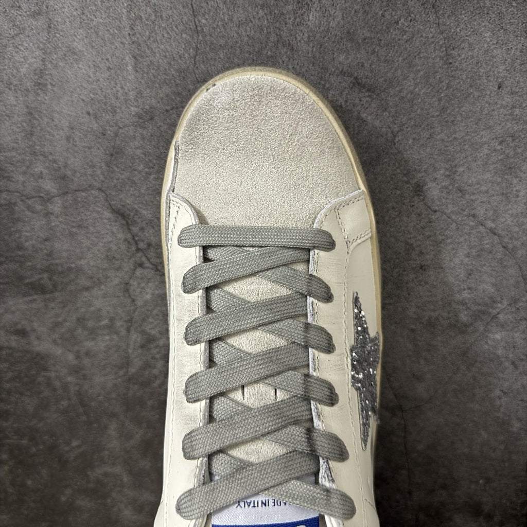 Golden Goose Silver Glitter Star Open-Back Sneakers — front