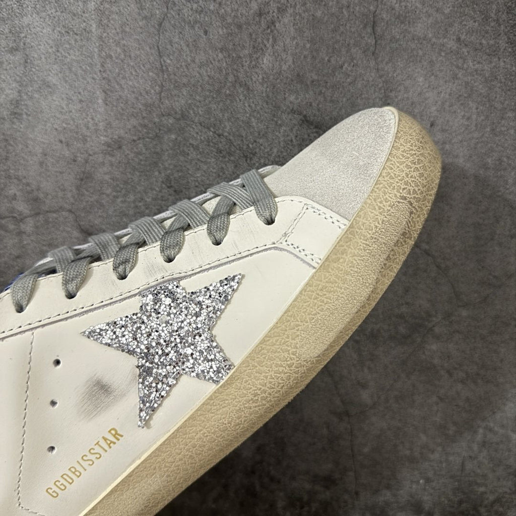 Golden Goose Silver Glitter Star Open-Back Sneakers — detail