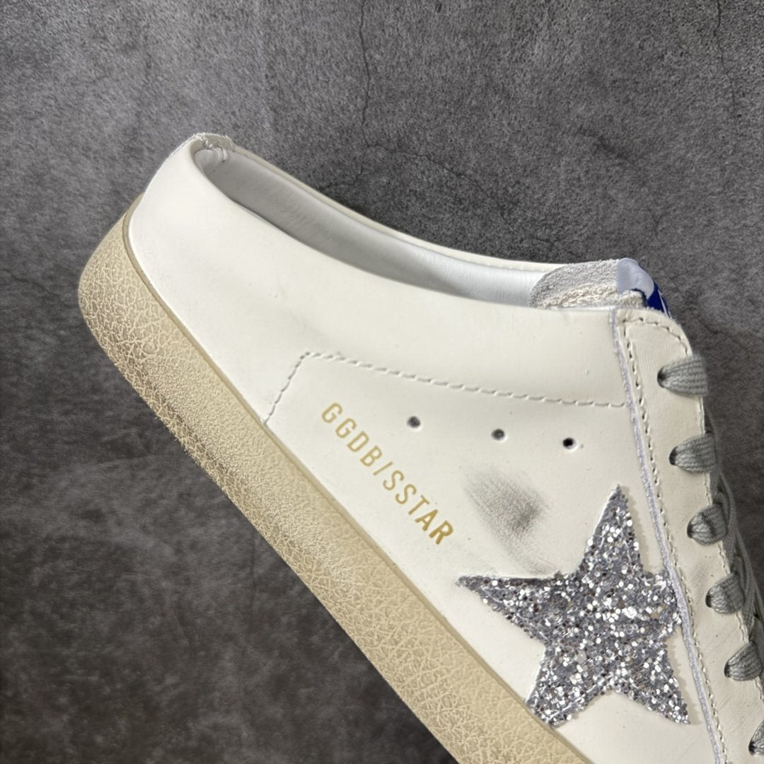 Golden Goose Silver Glitter Star Open-Back Sneakers — side