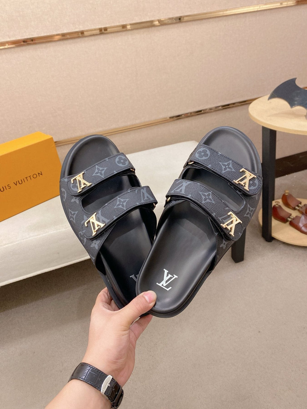 Louis Vuitton Double-Strap Slide Sandals — front