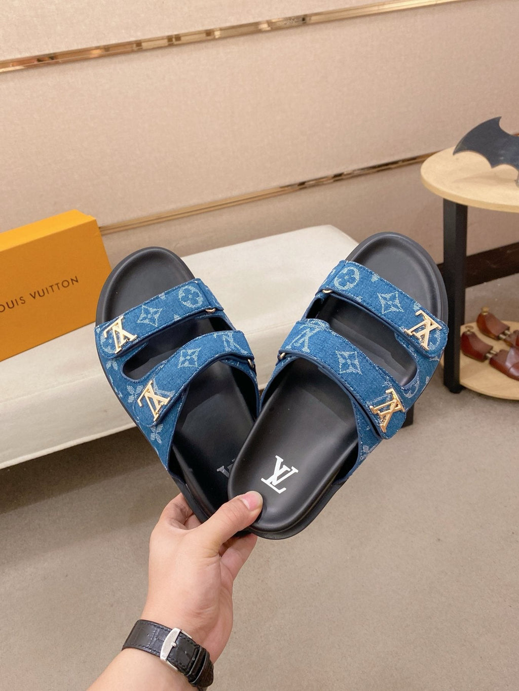 Louis Vuitton Double-Strap Slide Sandals — model