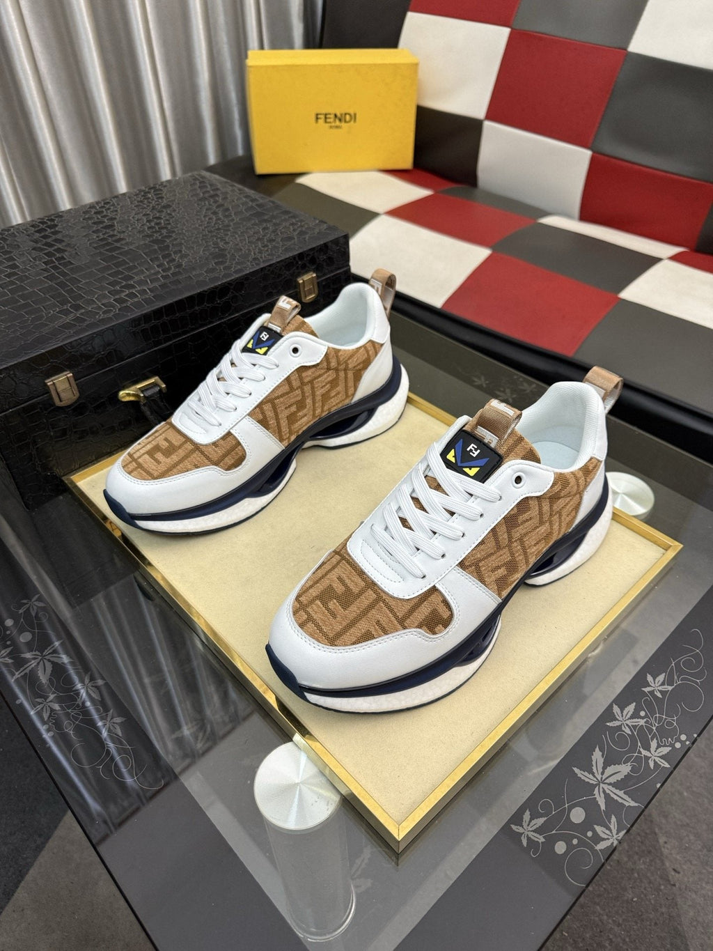 Fendi Men's Patterned Low-Top Sneakers — hero