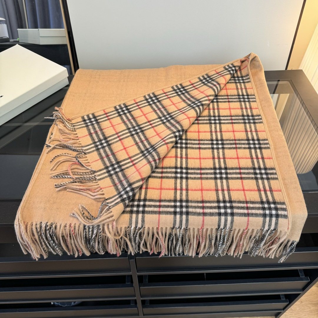 Fringed Plaid-Panel Poncho — side