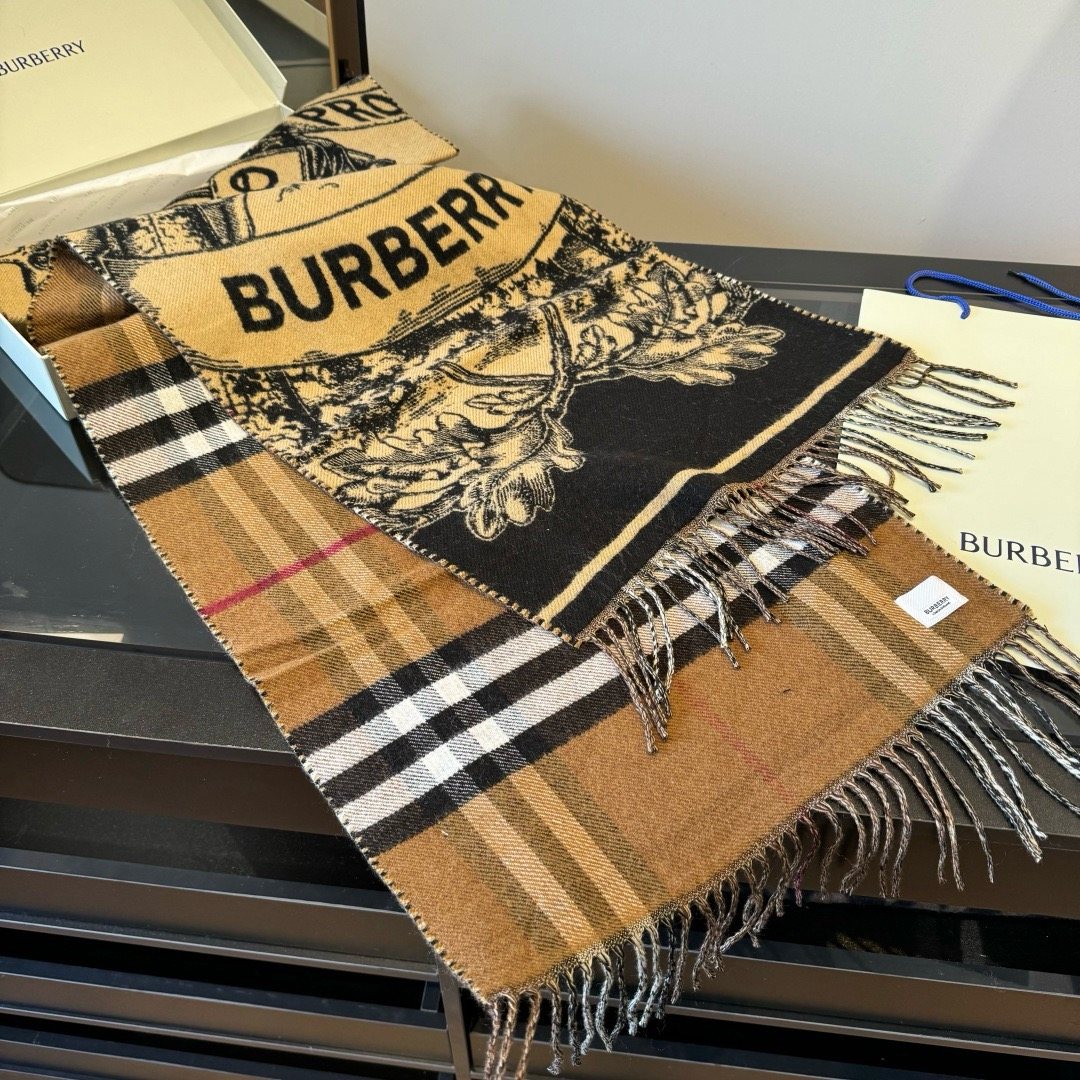 Burberry Equestrian Graphic Fringed Scarf — front