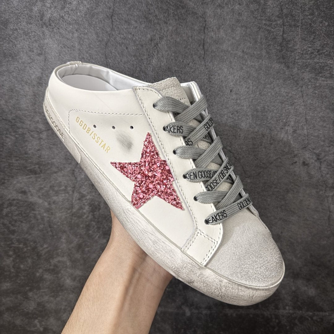 Golden Goose Pink Glitter Star Low-Top Sneakers — front