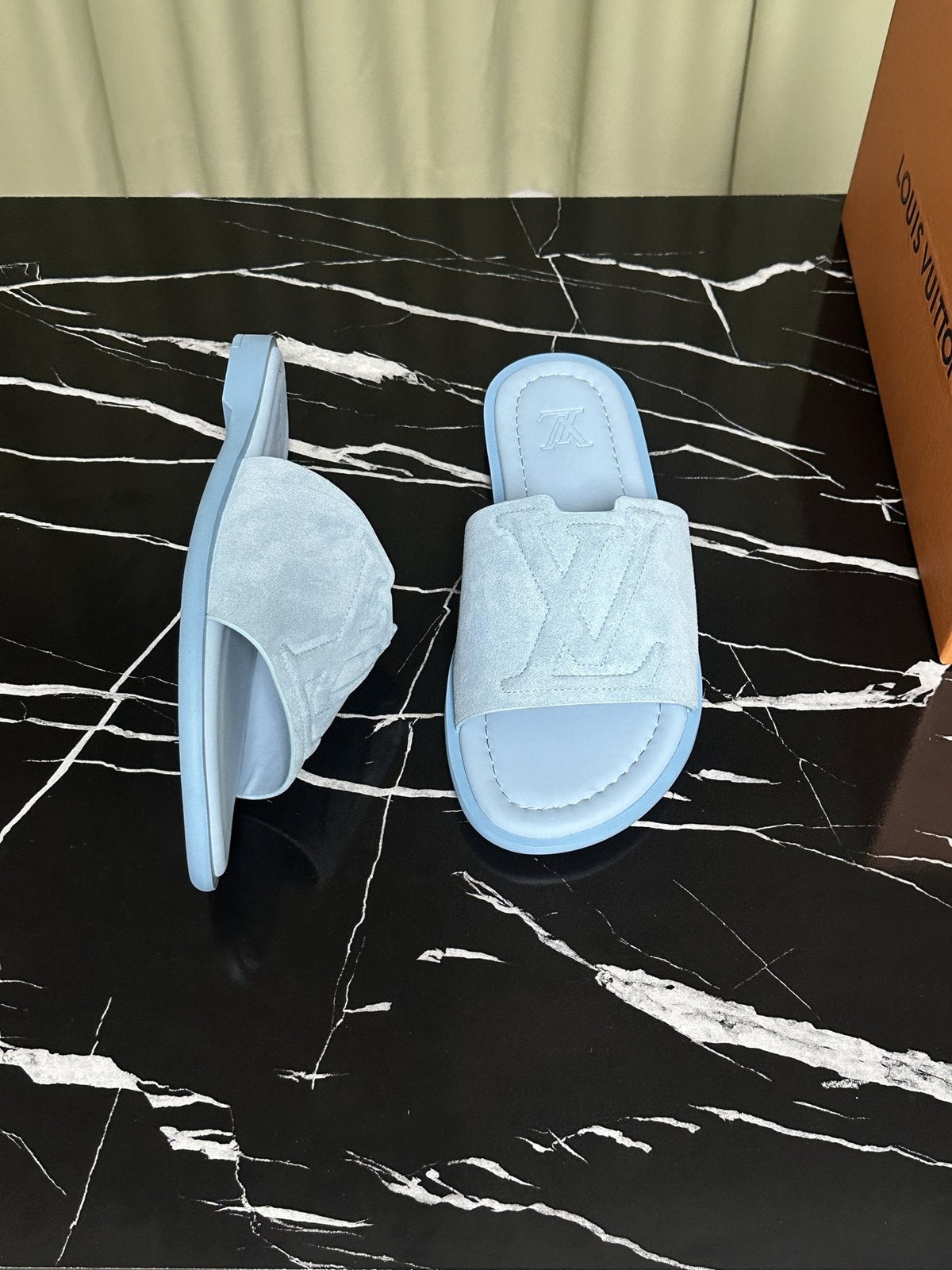 Louis Vuitton Embossed Strap Slide Sandals — side