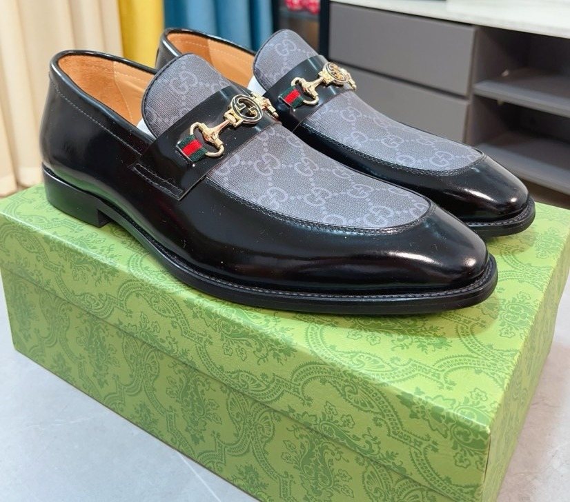 Gucci Monogram Metal Bit Loafers — front