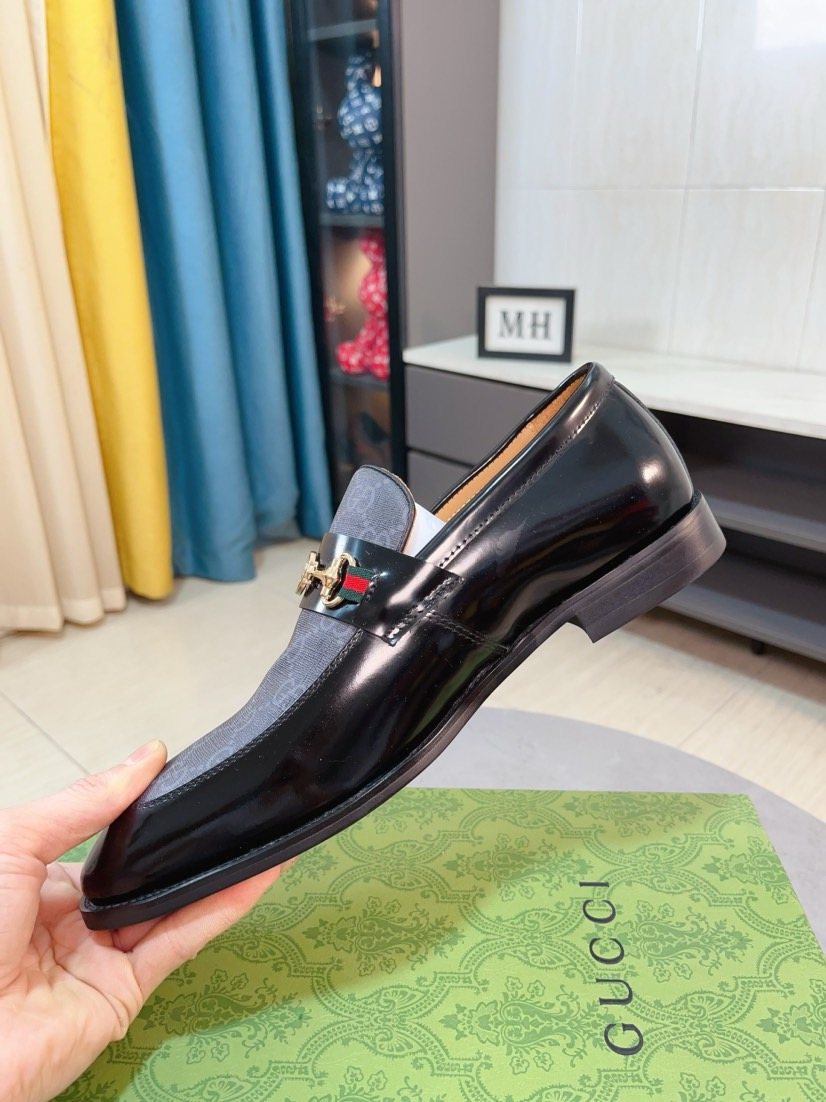 Gucci Monogram Metal Bit Loafers — side