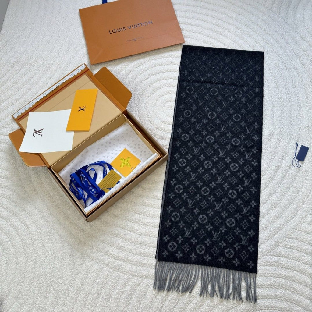 Louis Vuitton Reversible Monogram Fringed Scarf — front