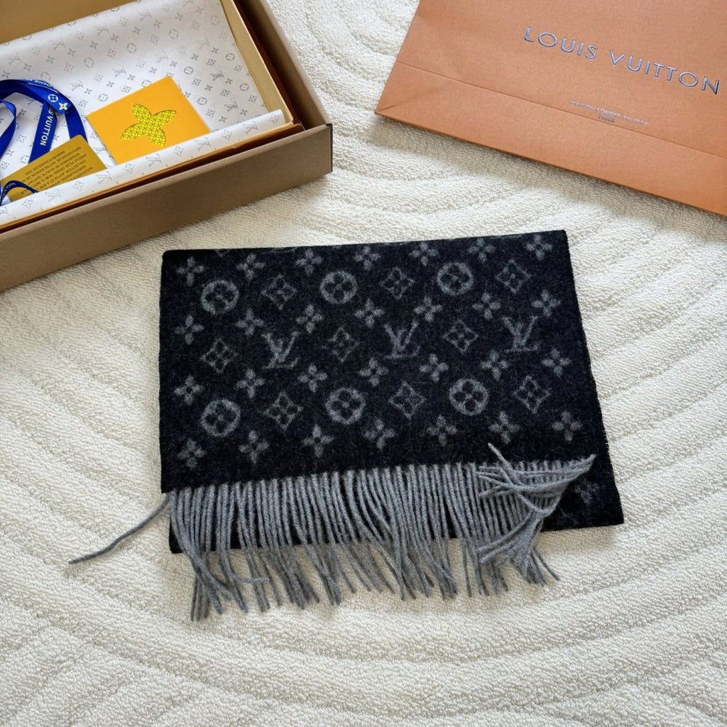 Louis Vuitton Monogram Fringed Scarf — front