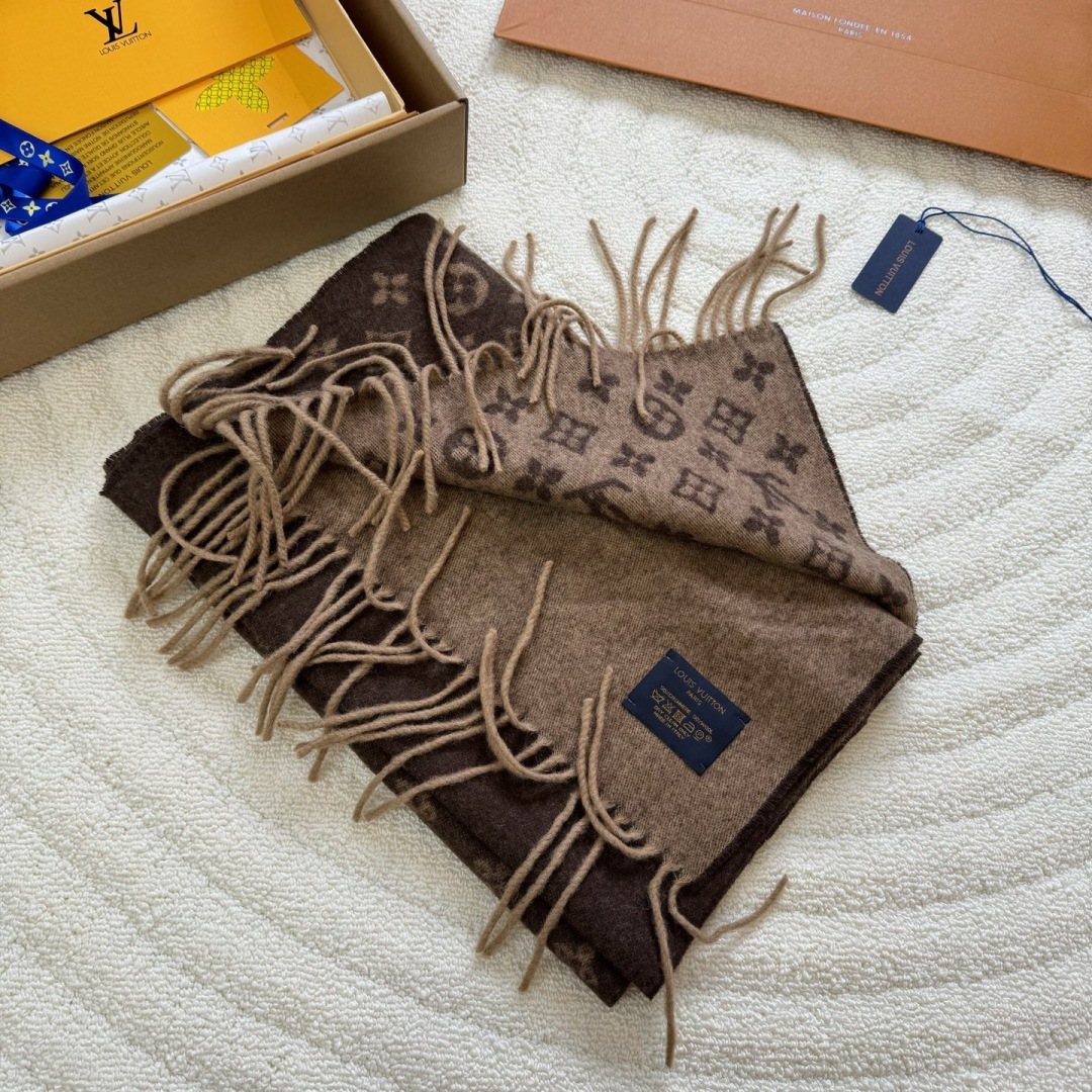 Louis Vuitton Reversible Monogram Fringed Scarf — side