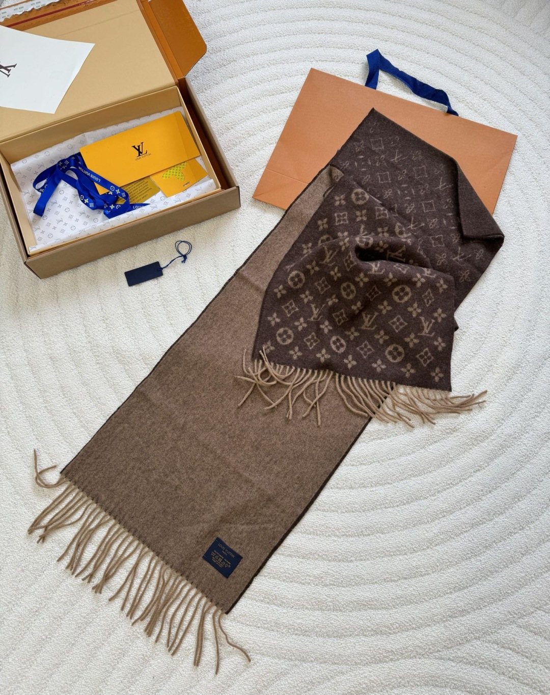 Louis Vuitton Reversible Monogram Fringed Scarf — front
