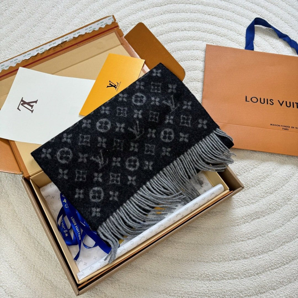 Louis Vuitton Monogram Fringed Scarf — front