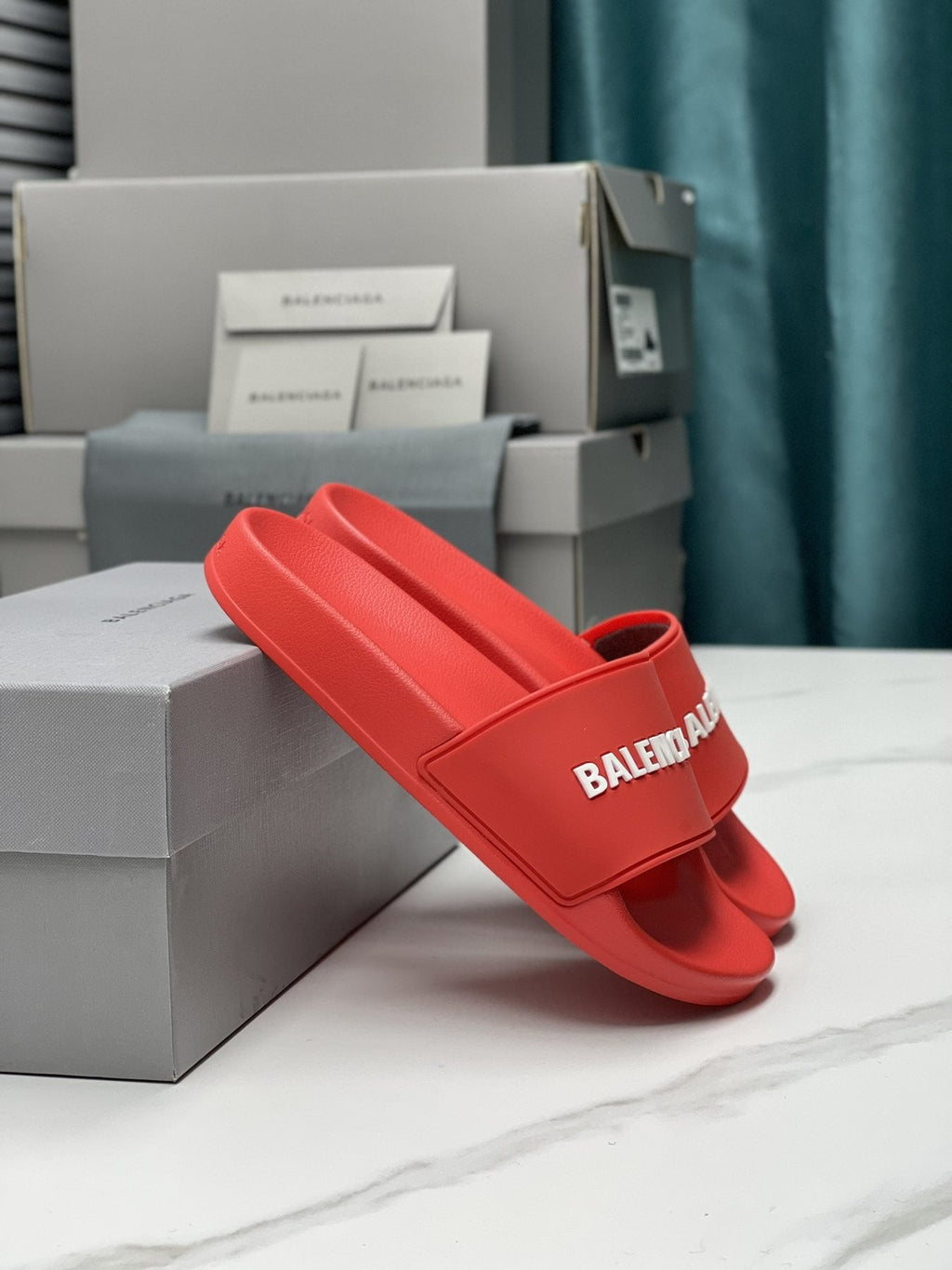 Balenciaga Logo Slide Sandals — front