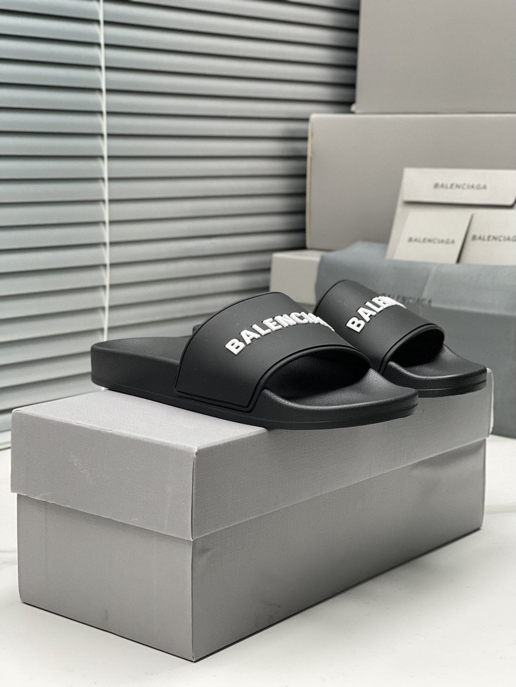 Balenciaga Logo Slide Sandals — front