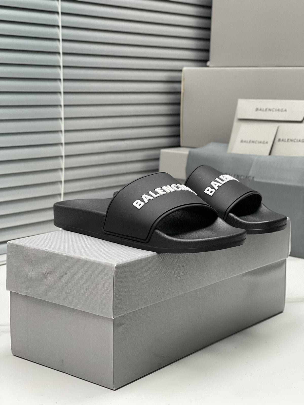 Balenciaga Logo Slide Sandals — front