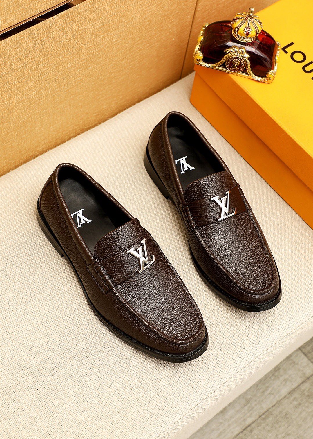 Louis Vuitton Textured Hardware Loafers — front
