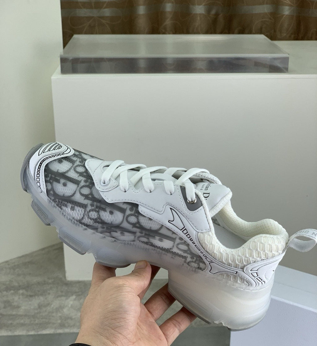 Dior Navy Patterned Low-Top Sneakers — front